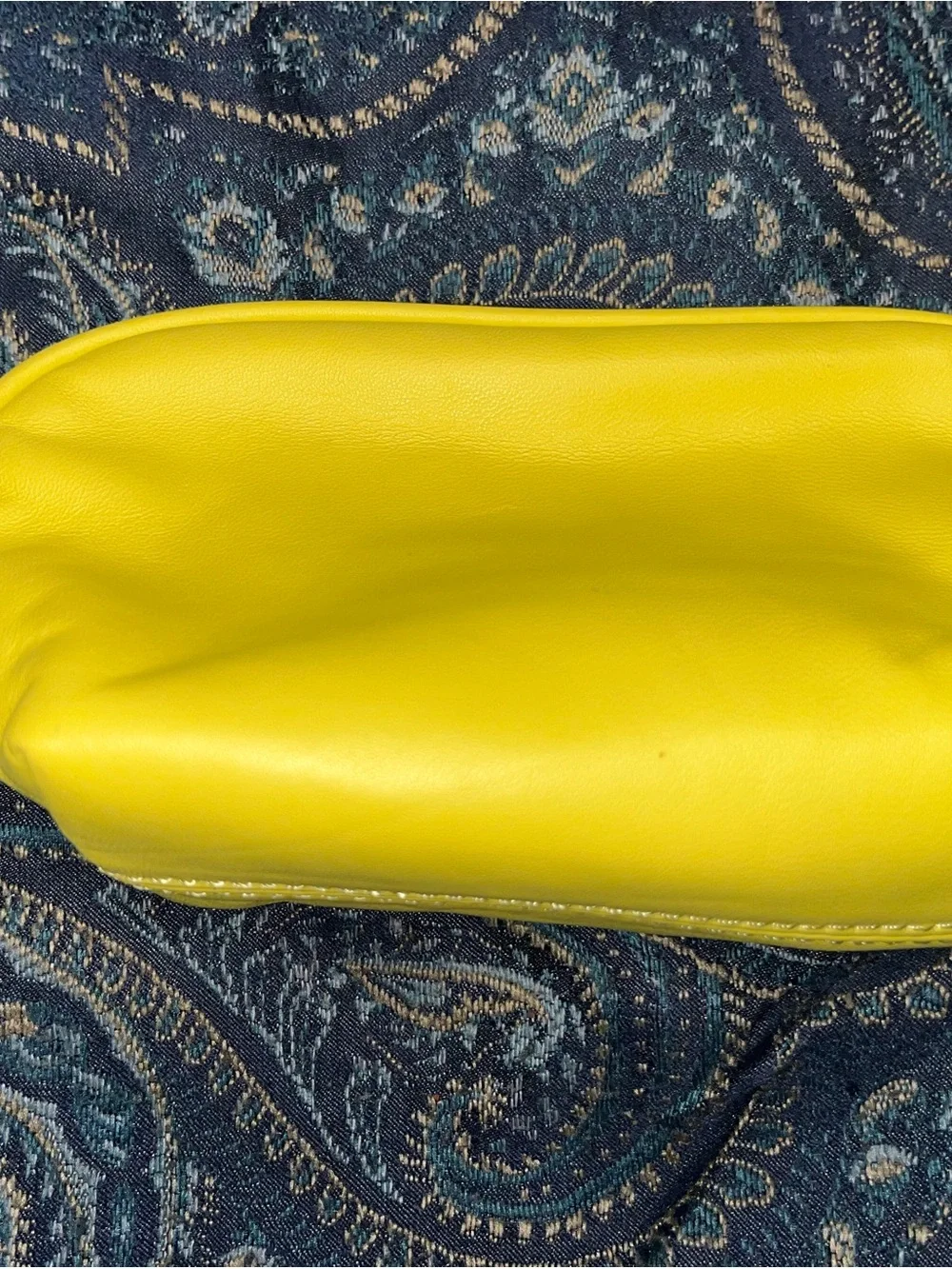 Vibrant Yellow Leather Cosmetic Pouch